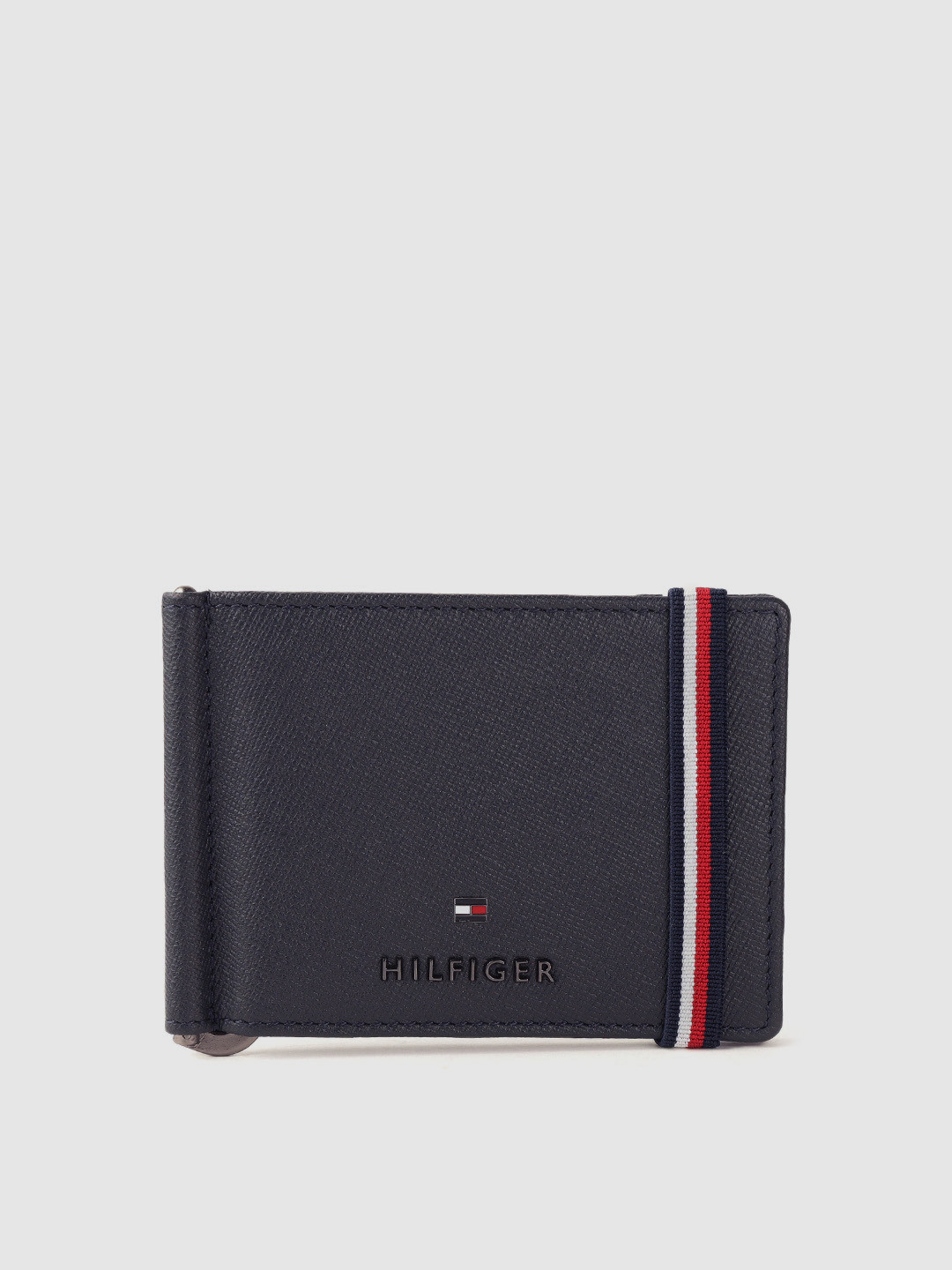 Buy Tommy Hilfiger Men Navy Blue Textured Leather Money Clip Wallets