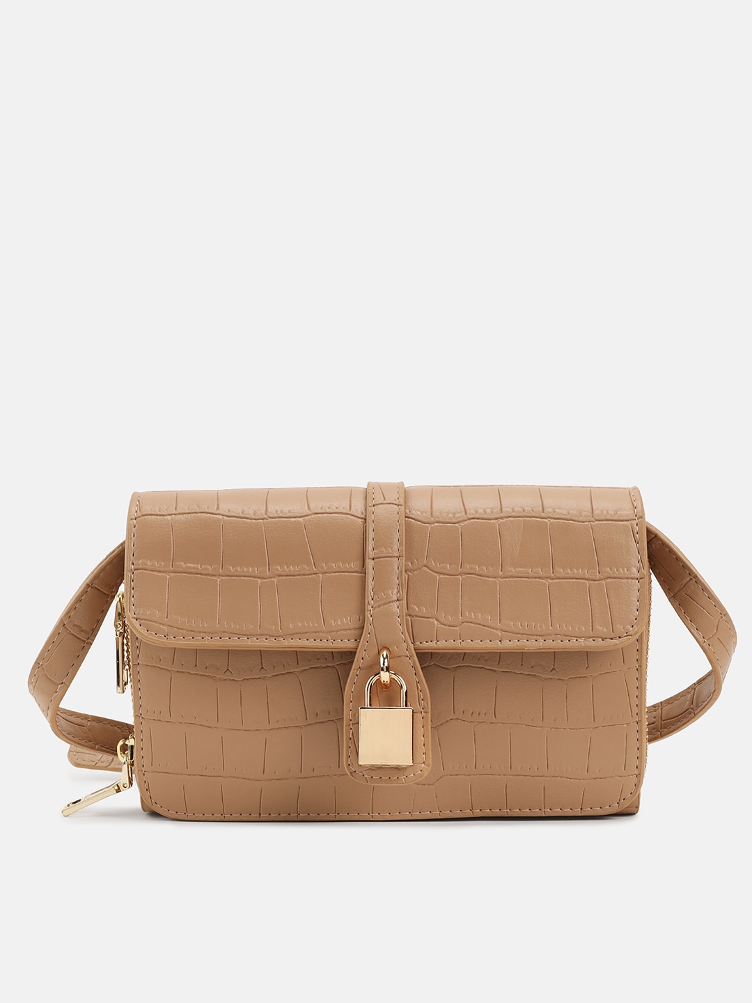 Buy Kazo Women Beige Textured Structured Sling Bag - Handbags for Women ...