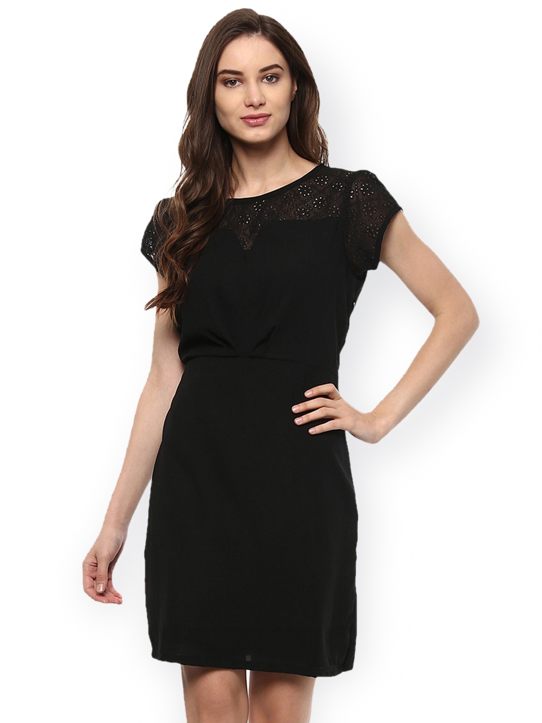 Buy Zima Leto Women Black Solid A Line Dress - Dresses for Women ...