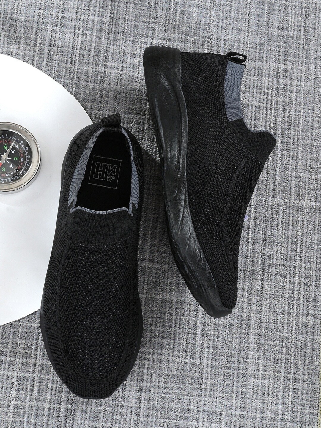 Buy Mast & Harbour Men Black Mesh Walking Shoes - Sports Shoes for Men ...