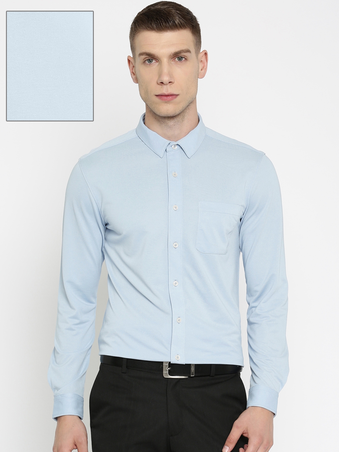 Buy Arrow Men Blue Self DesignRegular Fit Formal Shirt - Shirts for Men ...