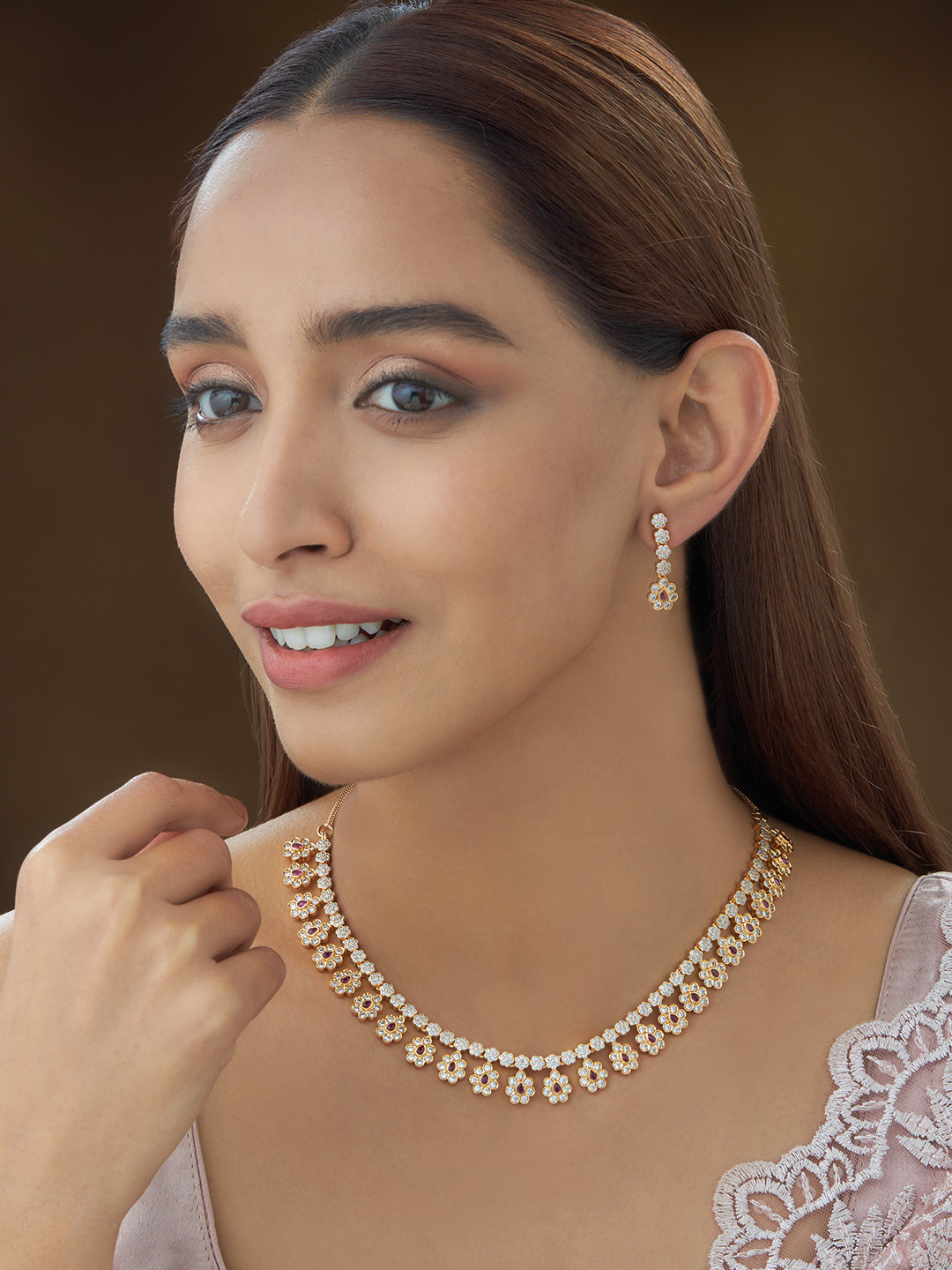 Buy Kushal's Fashion Jewellery Women Gold Plated Red CZ Studded