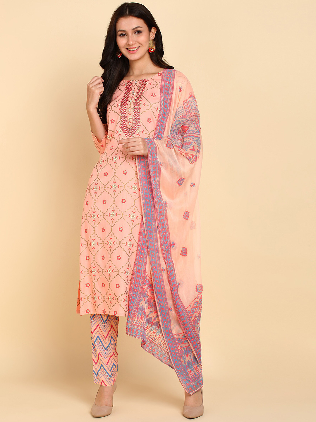Women Liva Blue Bandhani Print Short Kurta