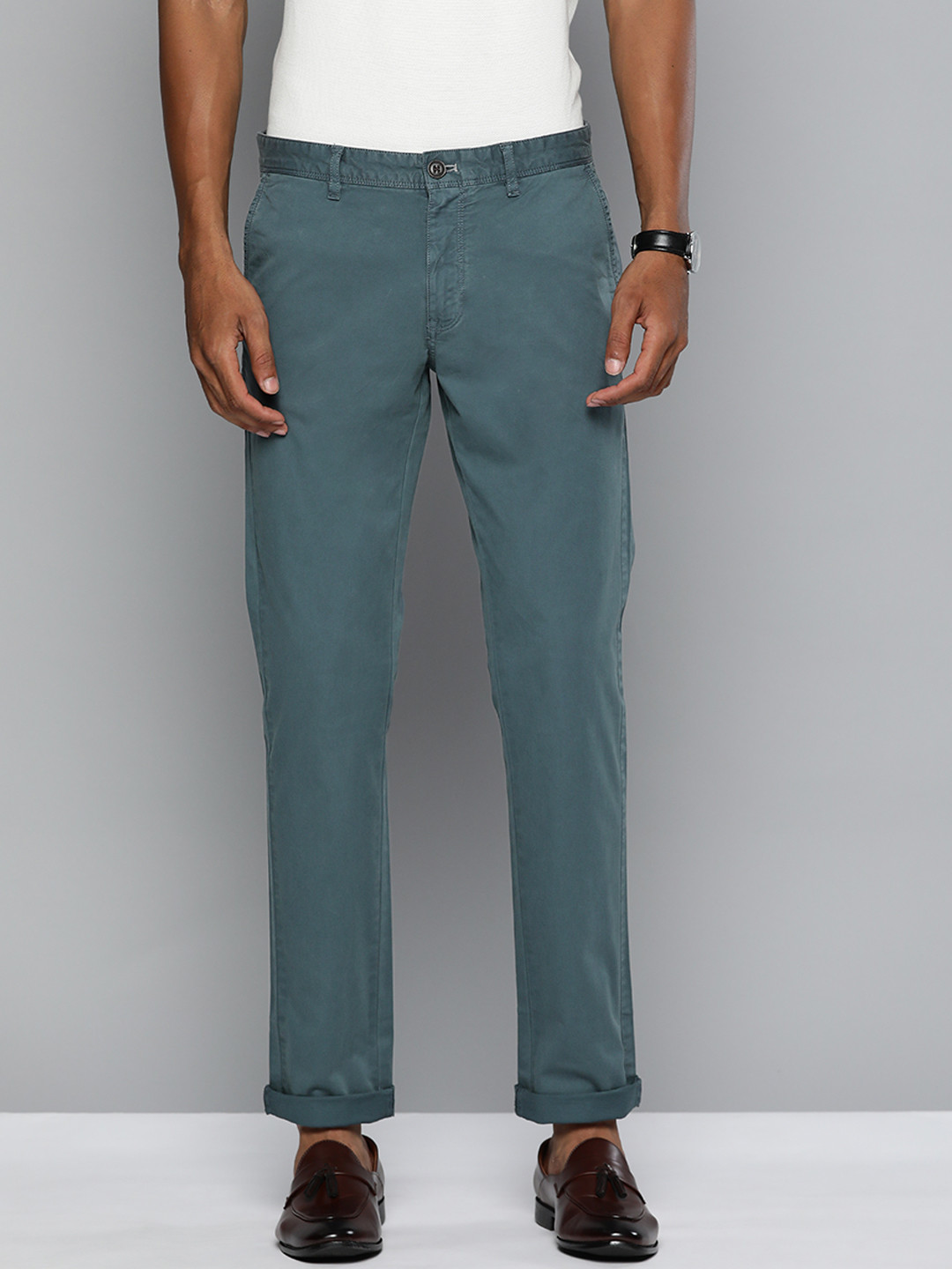 Buy Indian Terrain Men Brooklyn Slim Fit Trousers - Trousers for Men ...