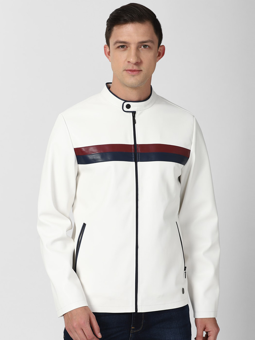 Buy Peter England Casuals Men White Blue Striped Tailored Jacket