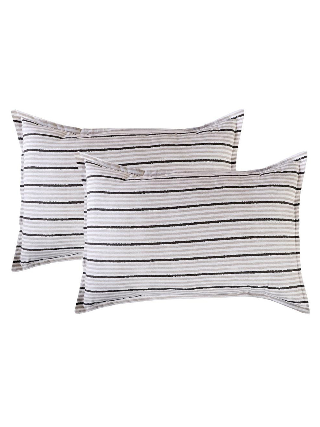 Buy A Homes Grace Set Of 2 Brown Striped Cotton Pillow Covers Pillow