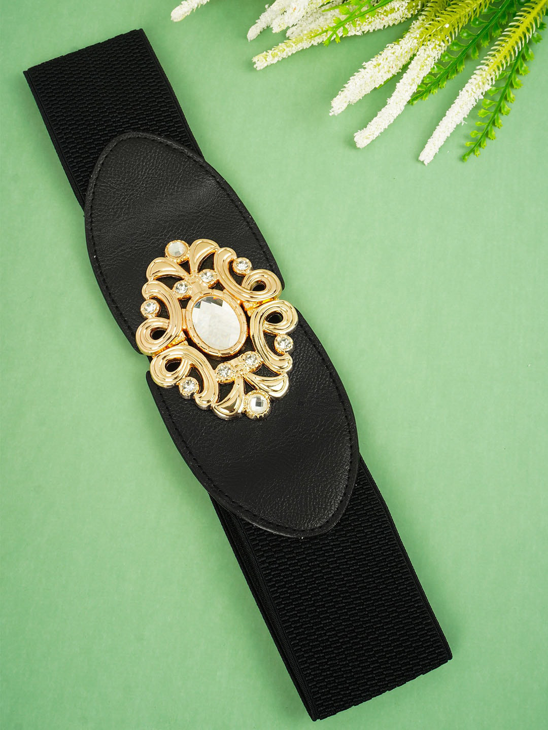 Buy Ferosh Women Black Gold Crystal Belt Belts for Women 19685582