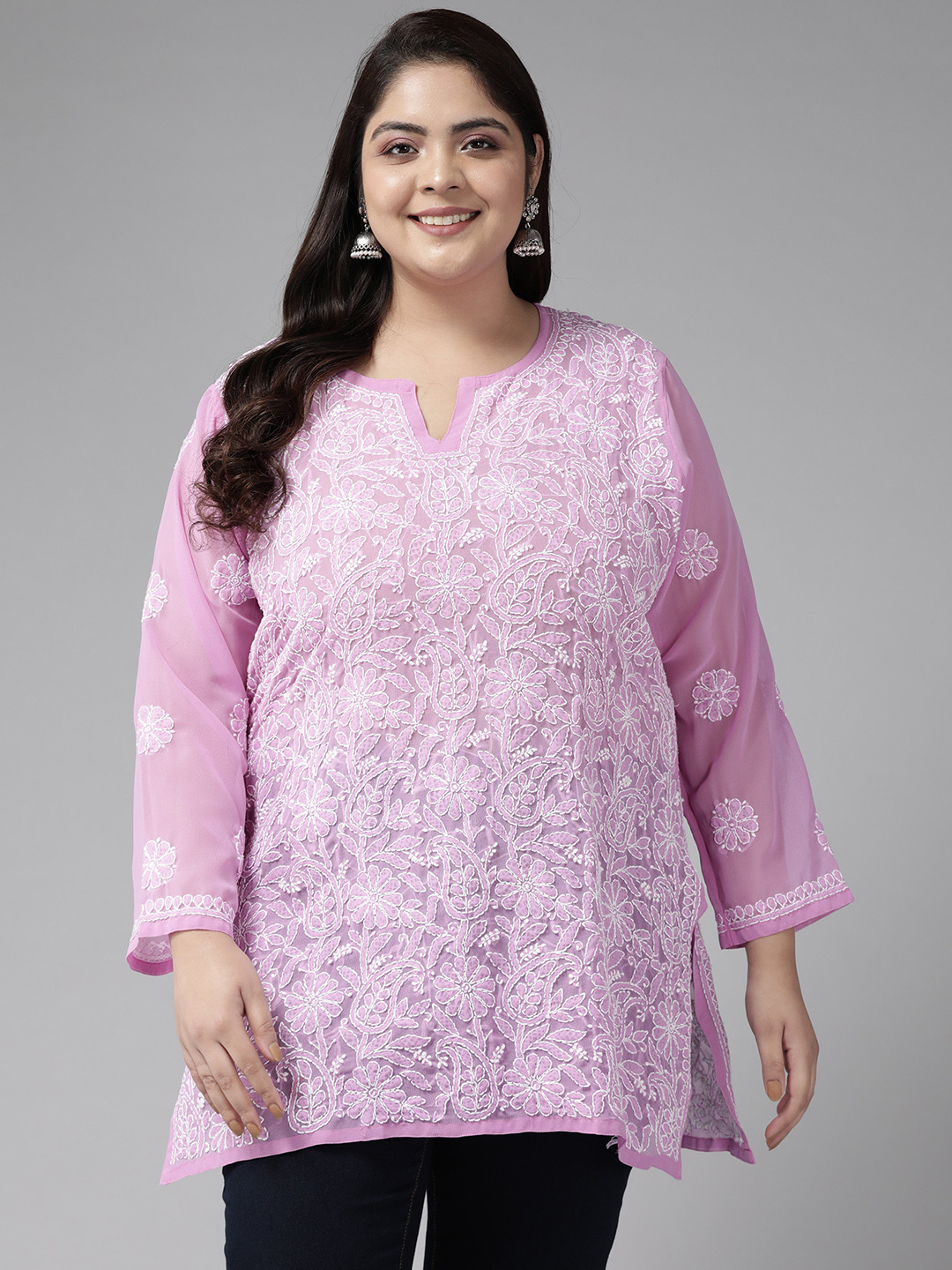 Lavender Chikankari Kurti main image 1