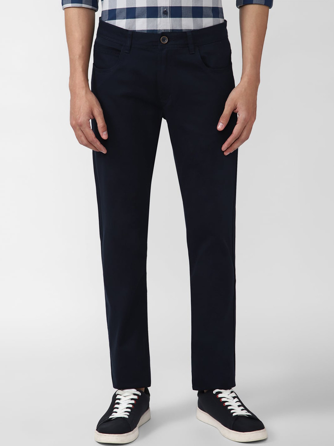 Buy Peter England Casuals Men Navy Blue Trousers Trousers for Men