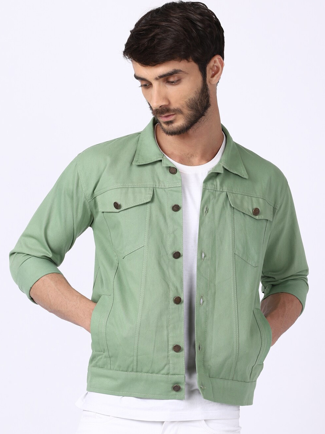 Buy VOXATI Men Green Crop Denim Jacket Jackets for Men 19692002 Myntra