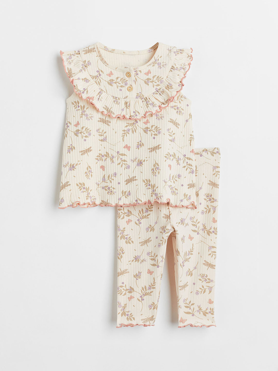 Buy H&M Infant Girls Beige 2 Piece Cotton Set Clothing Set for Girls