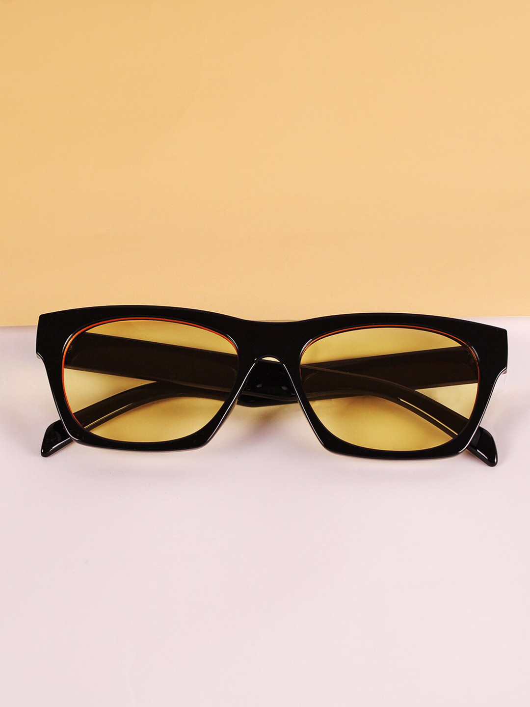 Buy QUIRKY Unisex Yellow Lens & Black Square Sunglasses With UV