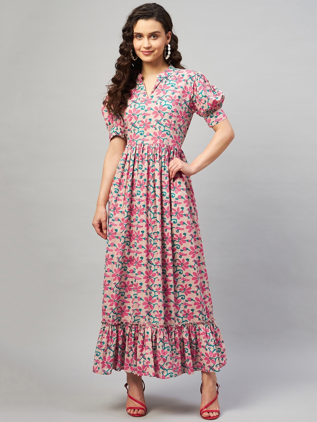 Buy Aaheli Pink Floral Maxi Dress - Dresses for Women 19698616 | Myntra