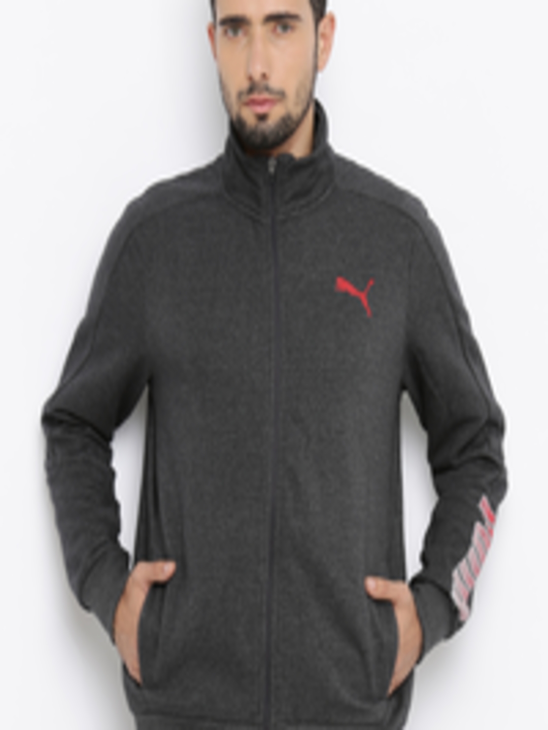 Buy PUMA Charcoal Grey Hero FZ FL Quilted Jacket - Jackets for Men ...