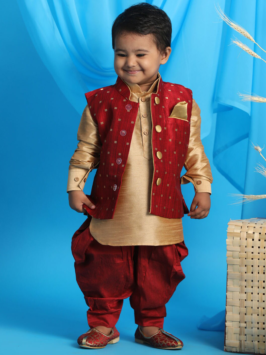 BOY'S FESTIVE MAROON KURTA AMD DHOTIPANT SET | SUDARSHAN main image 1