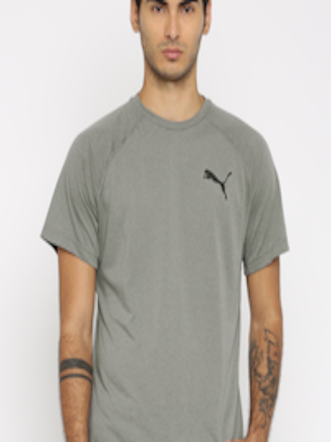 Buy PUMA Men Grey Solid T Shirt - Tshirts for Men 1970059 | Myntra