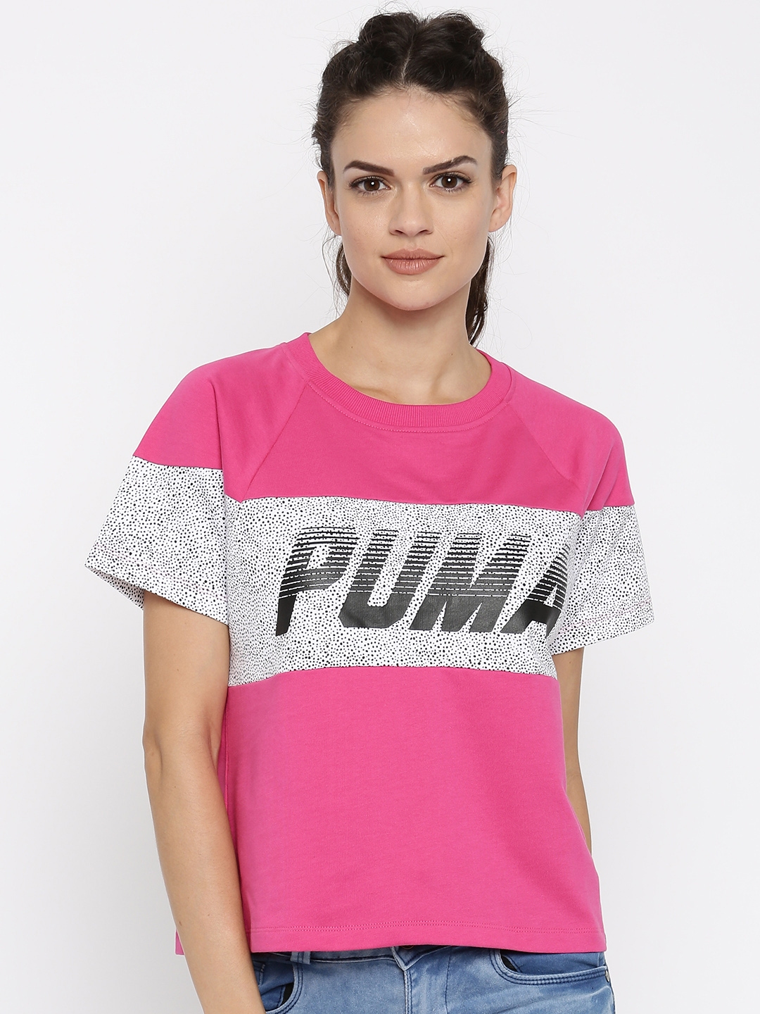 Buy Puma Women Pink White Printed T Shirt Tshirts For Women Myntra