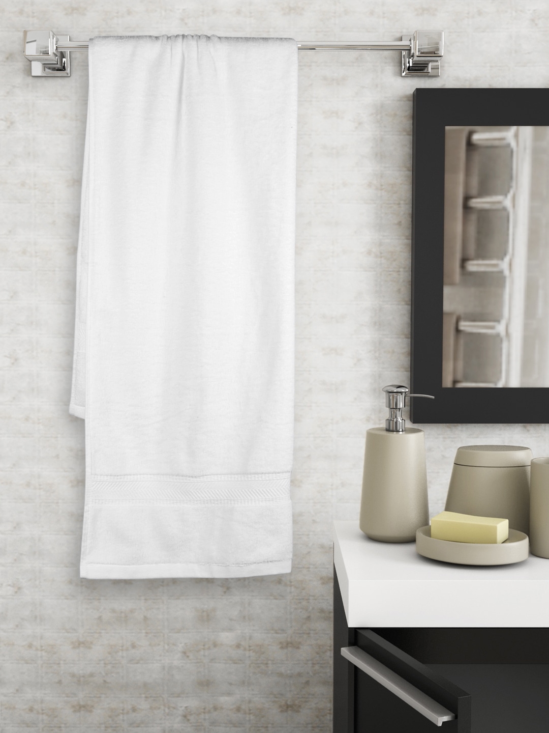 Buy Raymond Home White Cotton 600 GSM Bath Towel Bath Towels for
