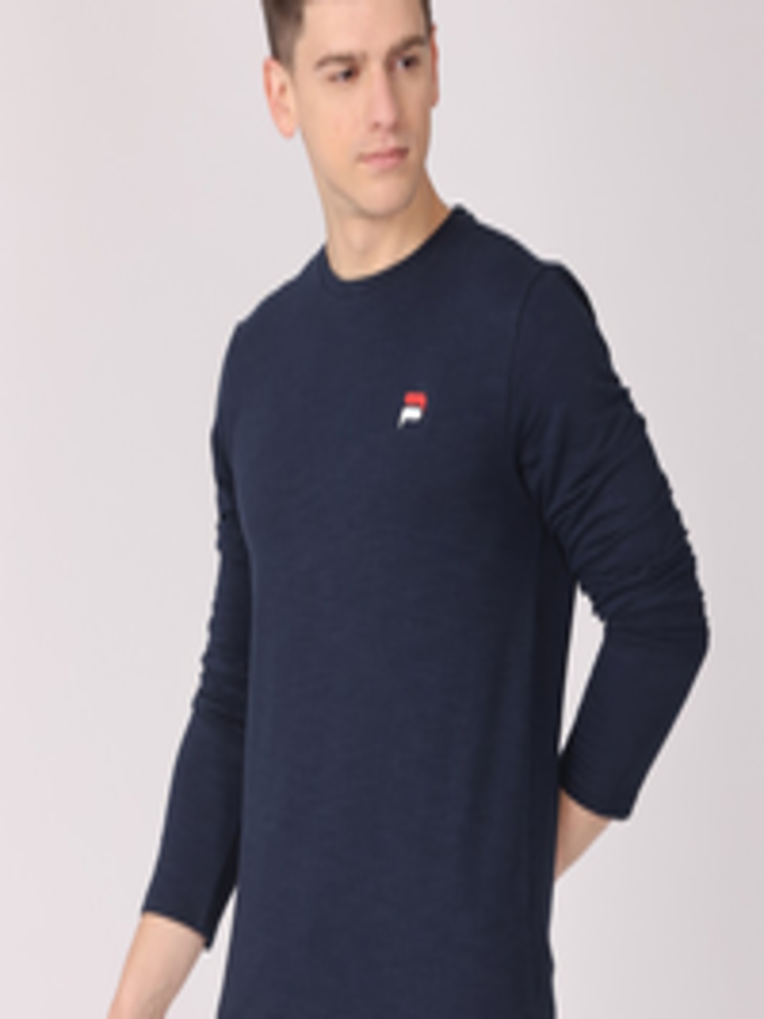 Buy POLONIUM Men Navy Blue Full Sleeves T Shirt - Tshirts for Men ...