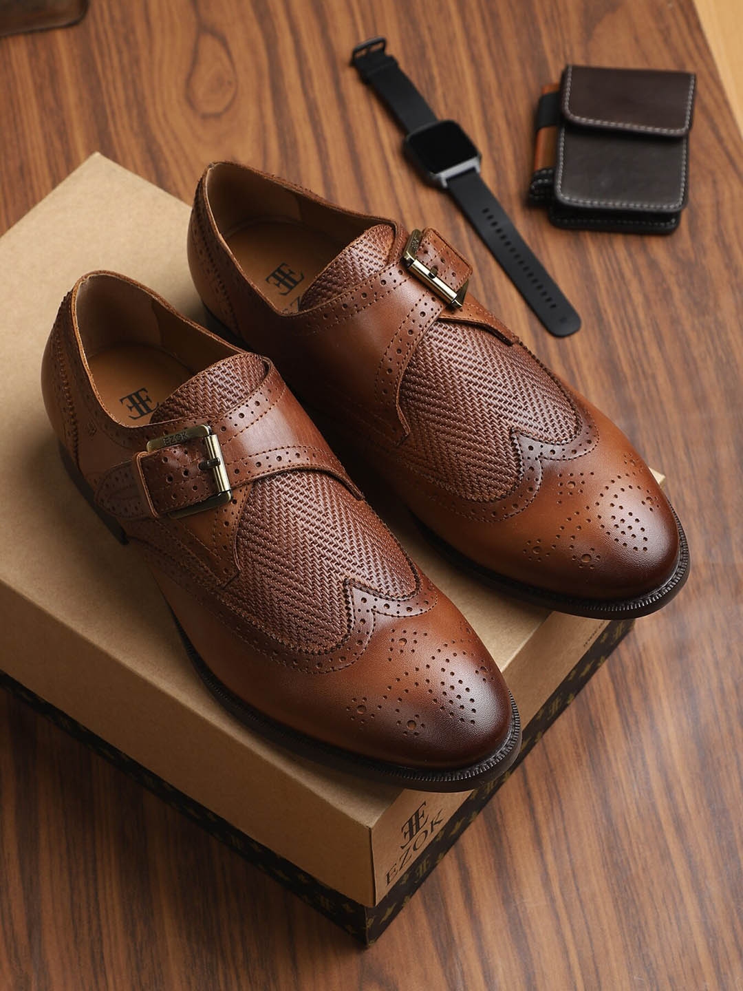 Buy Ezok Men Tan Brown Formal Monk Shoes Formal Shoes For Men 19709416 Myntra 7480