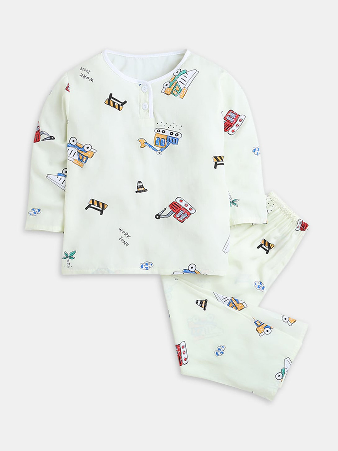 Buy Hopscotch Boys Cream Coloured Printed Night Suit Night Suits for