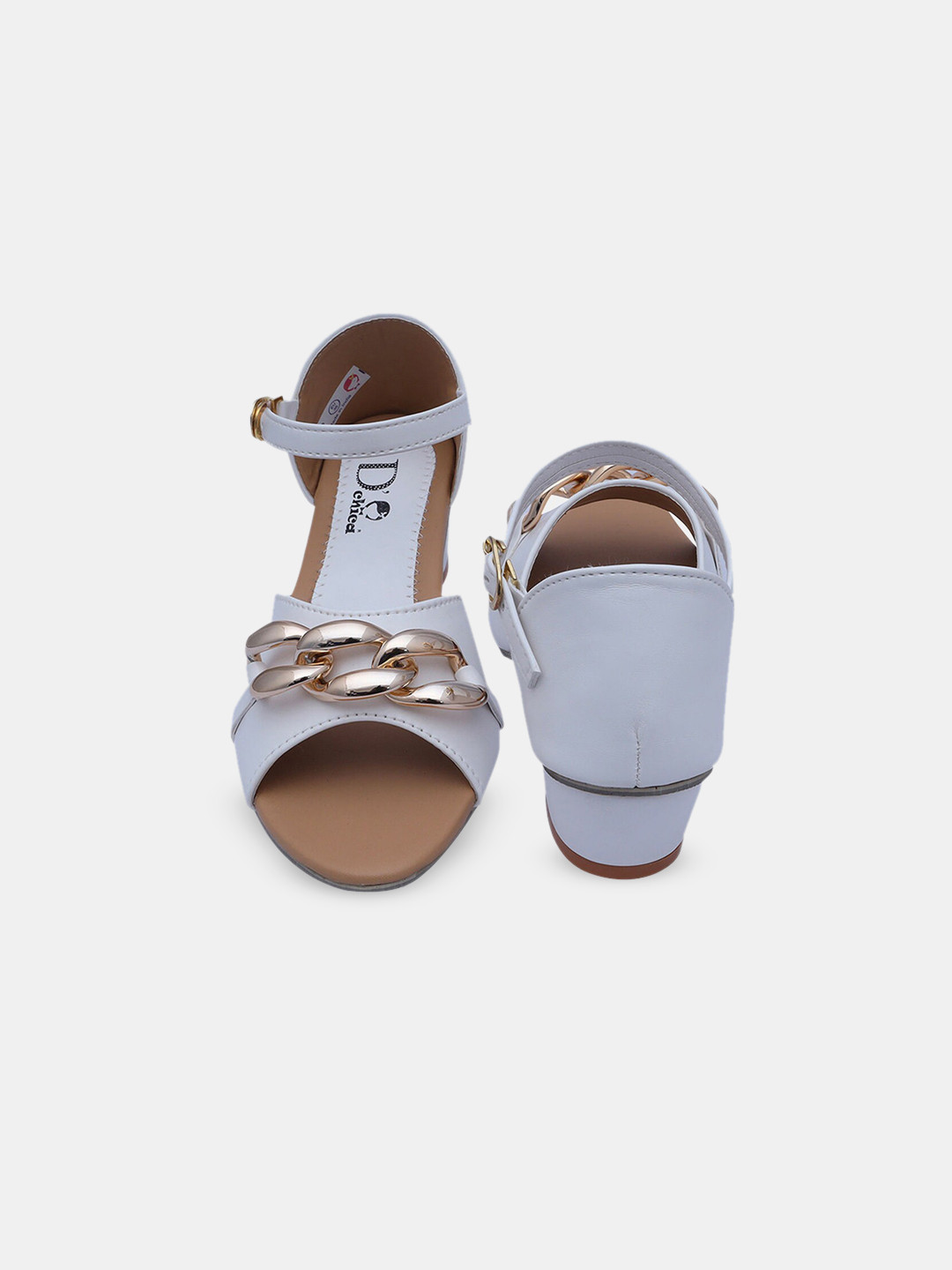 Buy Hopscotch Girls White Embellished Block Sandals Heels for Girls