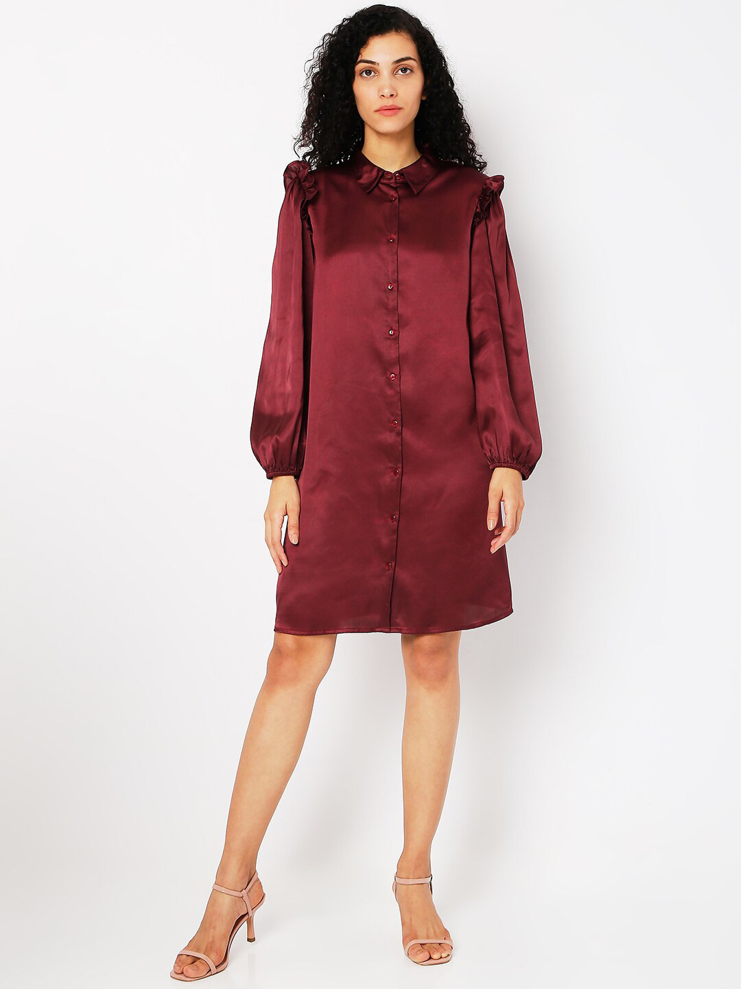 Brand New silky maroon dress (H) main image 1