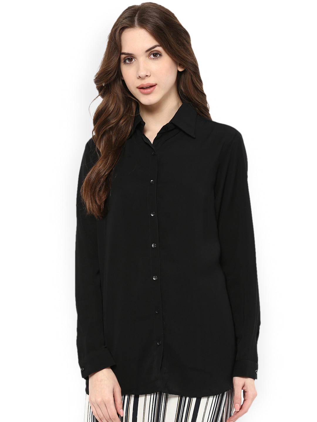 Buy Kira Women Black Boxy Solid Casual Shirt Shirts for Women 1971792