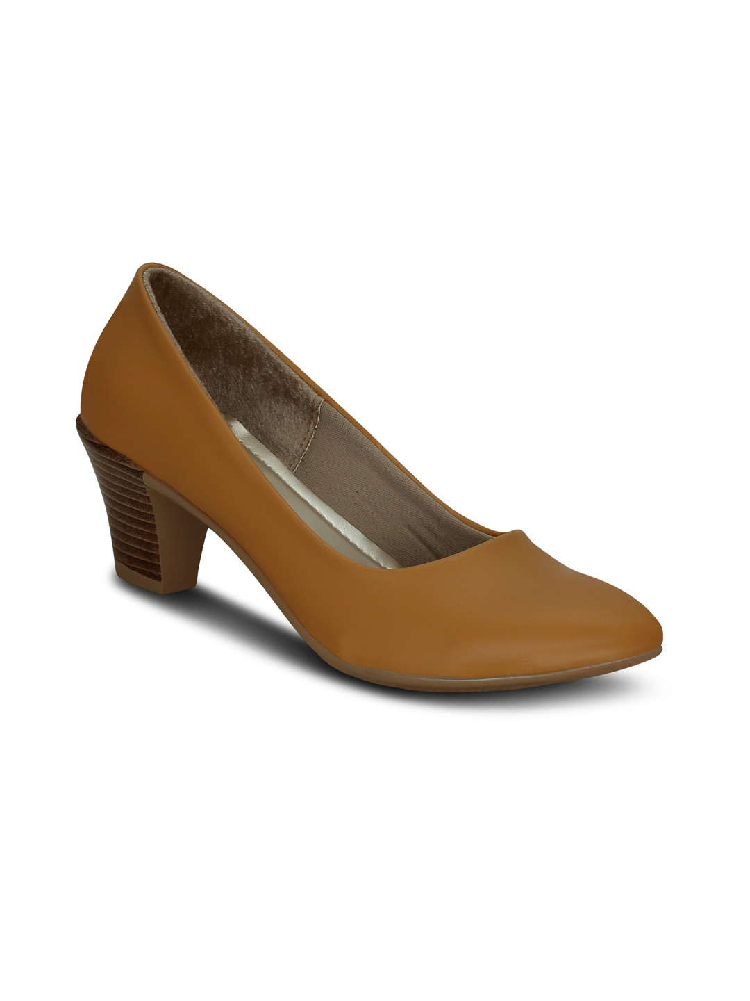 Buy Get Glamr Women Tan Brown Solid Pumps Heels for Women 1972248