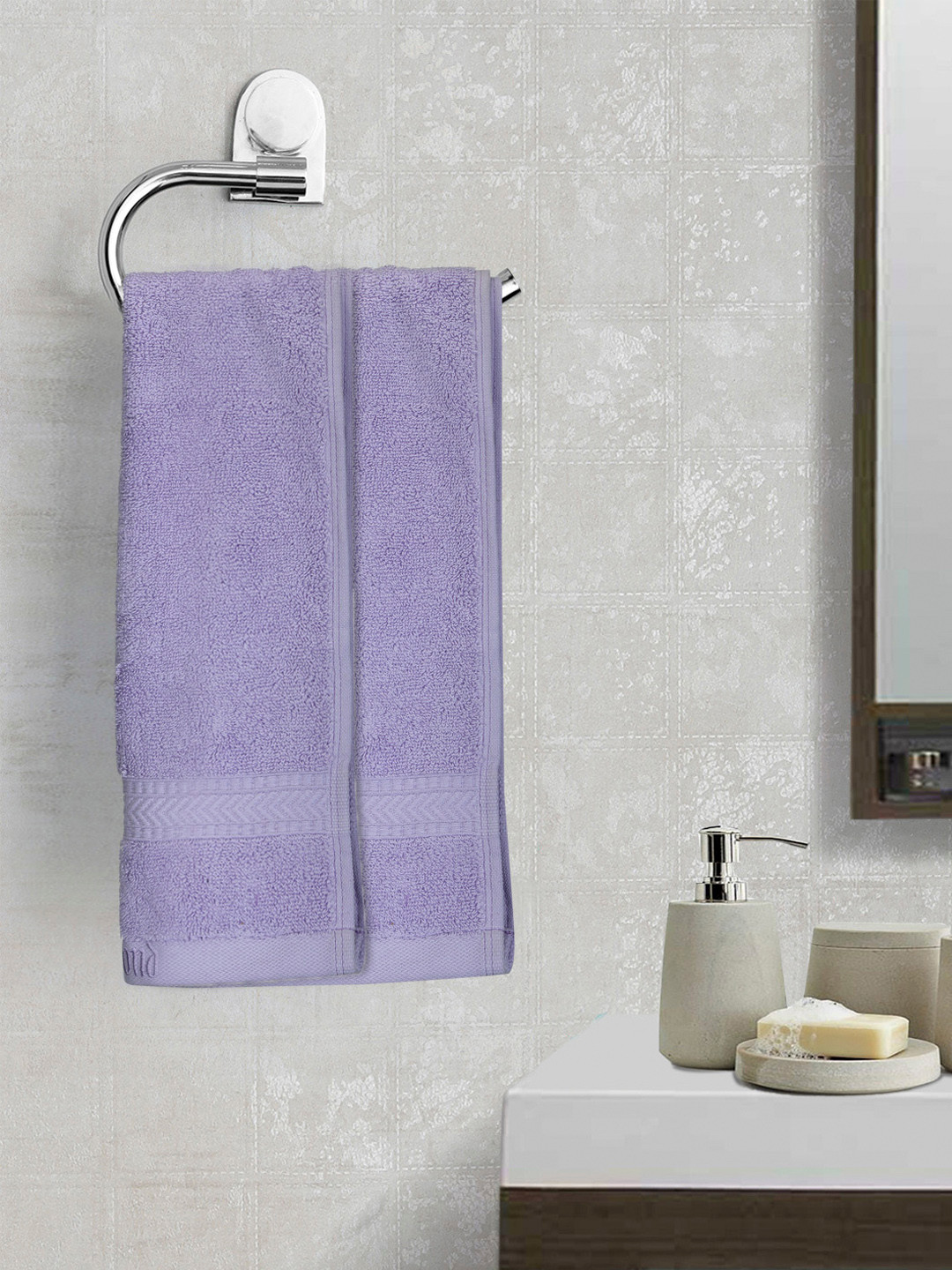 Buy Raymond Home Set Of 2 Purple Cotton 600 GSM Hand Towels Hand