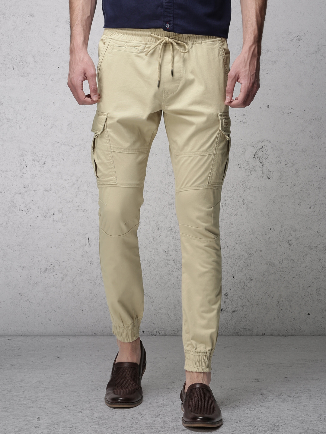 Buy Ecko Unltd Men Beige Slim Fit Solid Cargo Trousers - Trousers for ...