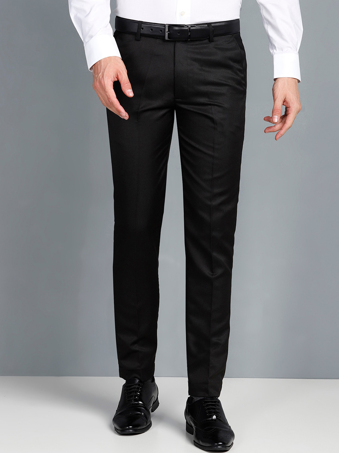 Buy Cyphus Men Black Solid Slim Fit Formal Trousers - Trousers for Men ...