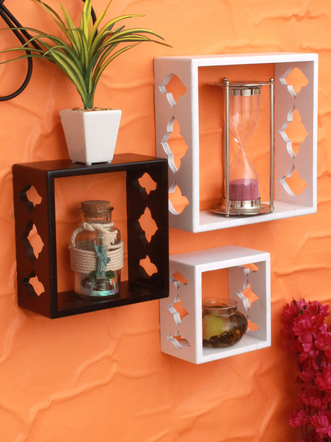 Buy Home Sparkle Set Of 3 MDF Wooden Wall Shelves Wall Shelves for