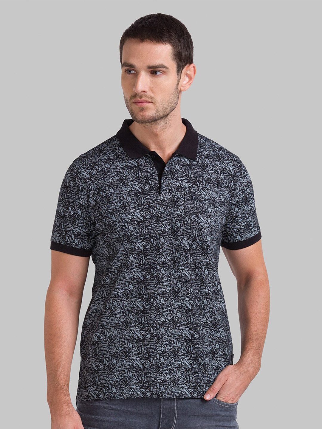 Buy Parx Men Black Printed Polo Collar T Shirt - Tshirts for Men ...