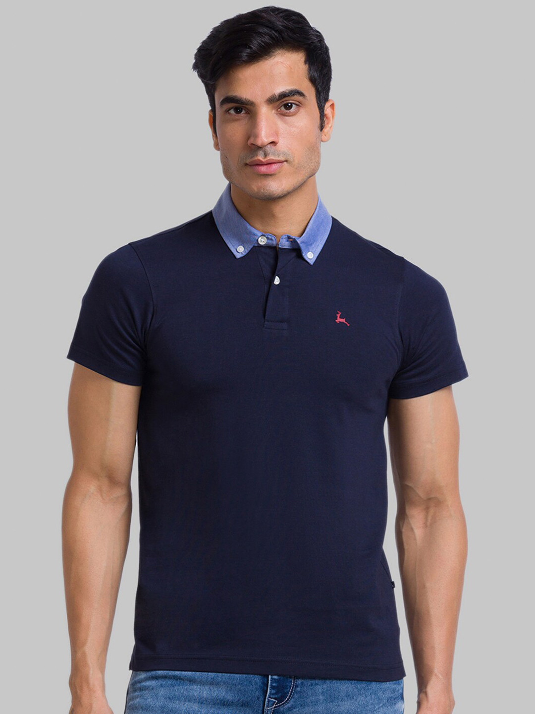 Buy Parx Men Blue Solid Polo Collar T Shirt - Tshirts for Men 19750832 ...