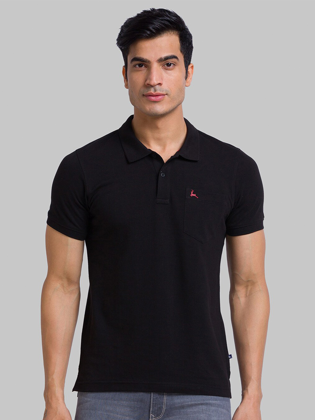 Buy Parx Men Black Polo Collar Applique T Shirt - Tshirts for Men ...