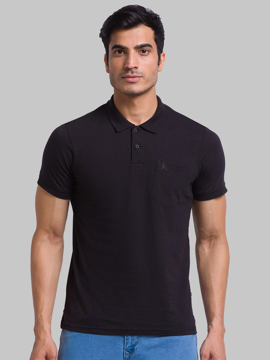 Buy Parx Men Black Solid Polo Collar T Shirt - Tshirts for Men 19750926 ...