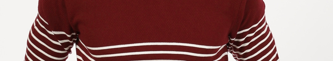 Buy Ether Men Maroon & White Striped Pullover - Sweaters for Men ...