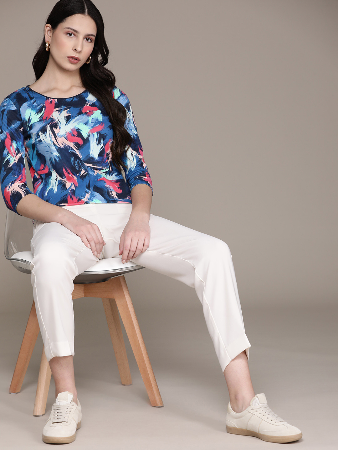 Buy Macy's Karen Scott Women Abstract Print Mandarin Collar Top - Tops