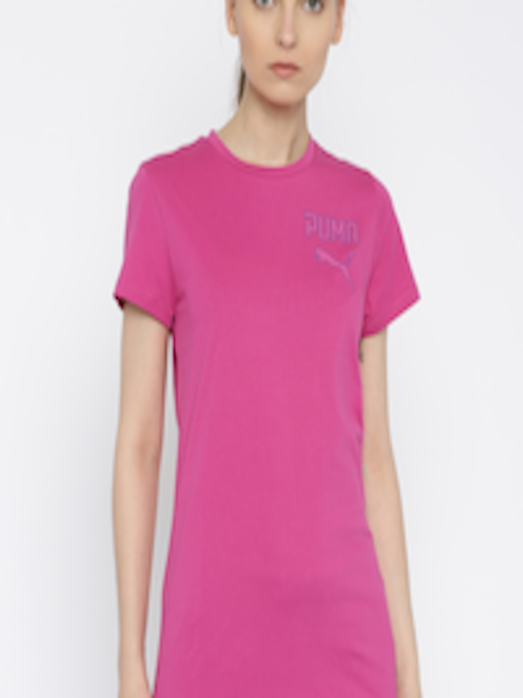 Buy PUMA Women Pink Solid Athletic Pure Cotton T Shirt - Tshirts for ...