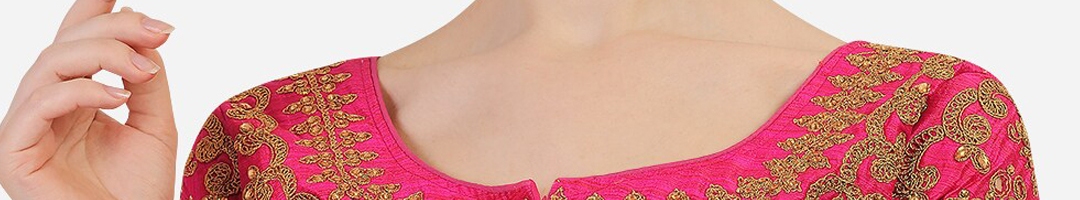 Buy PUJIA MILLS Women Pink Embroidered Silk Saree Blouse - Saree Blouse ...
