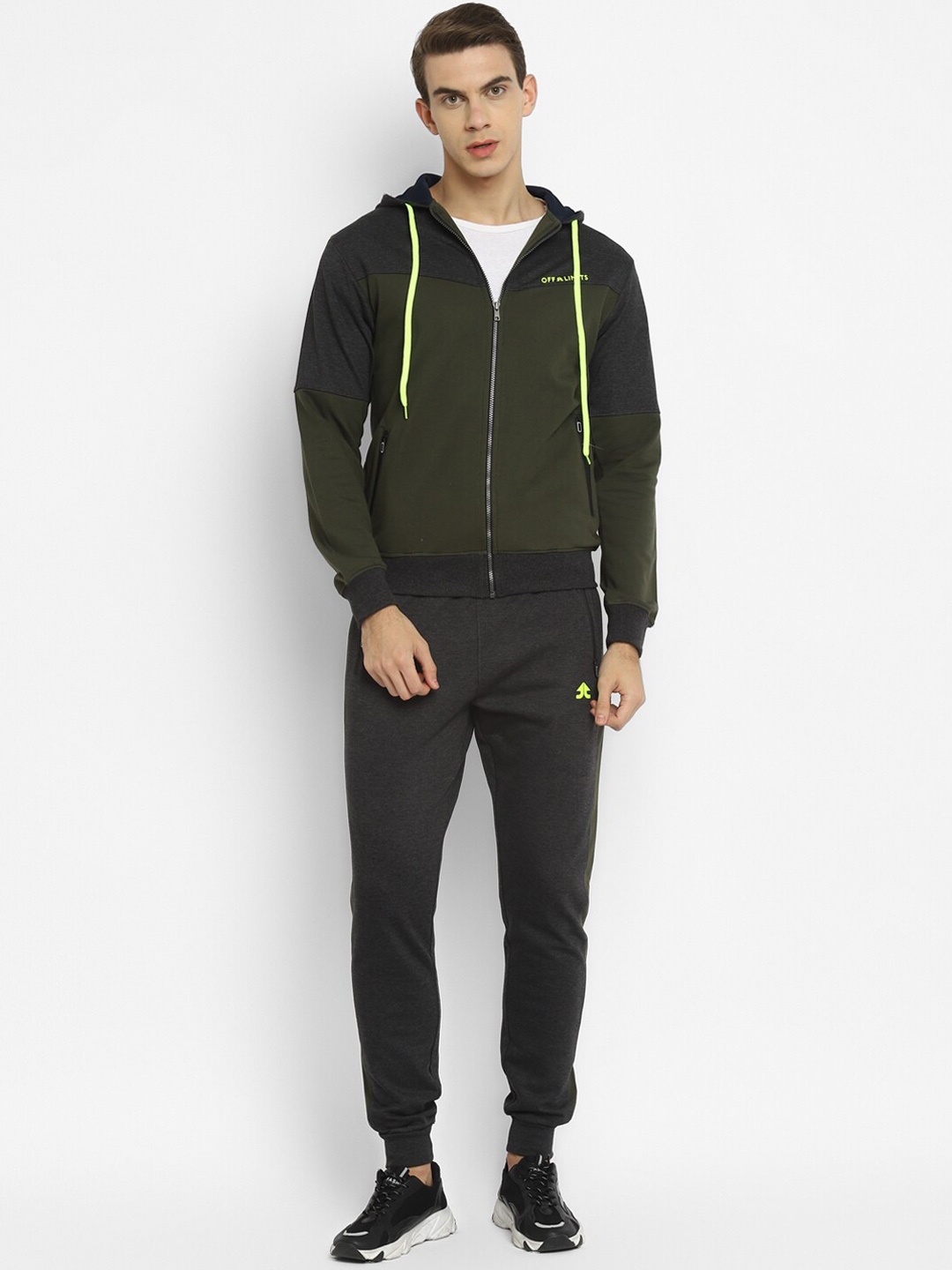Buy OFF LIMITS Men Olive Green & Black Solid Tracksuits - Tracksuits ...