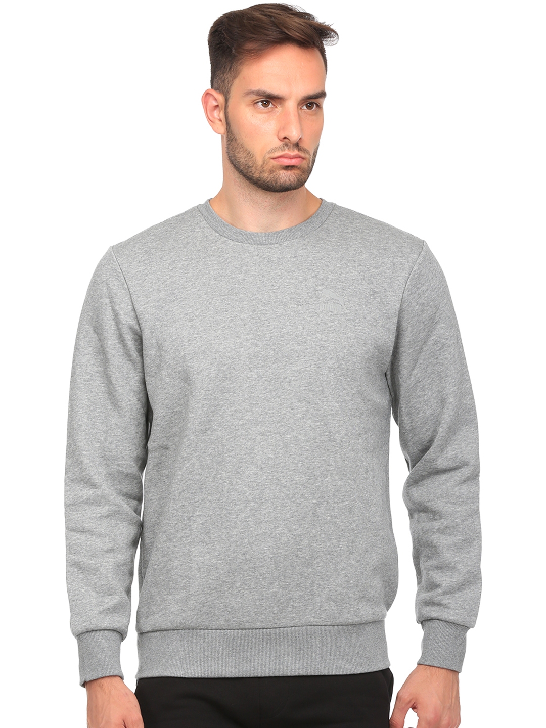 Buy Puma Men Grey Melange Evo Core Crew FL Solid Sweatshirt ...