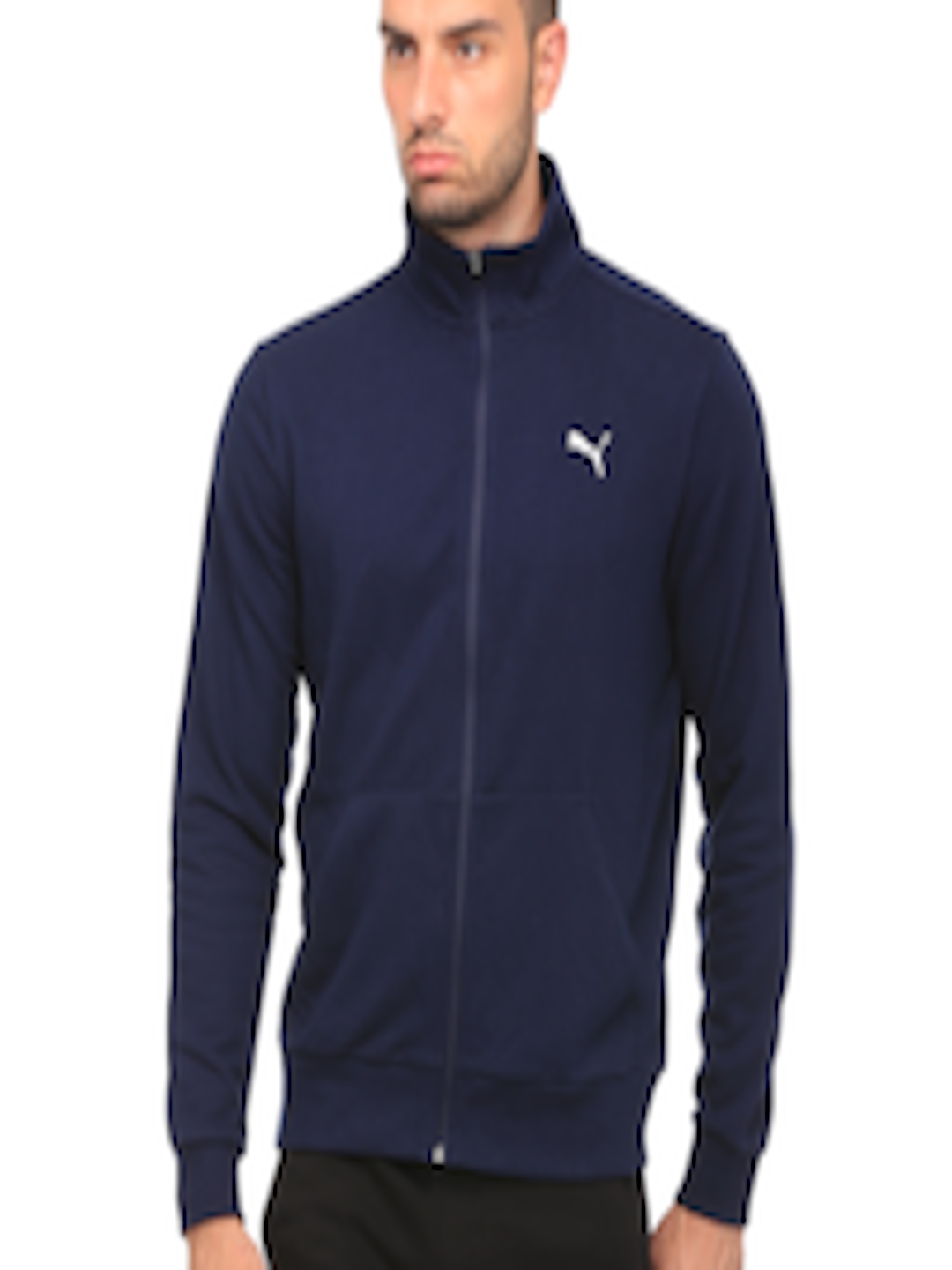 Buy Puma Men Navy ESS Sweat TR Solid Sporty Track Jacket - Jackets for ...