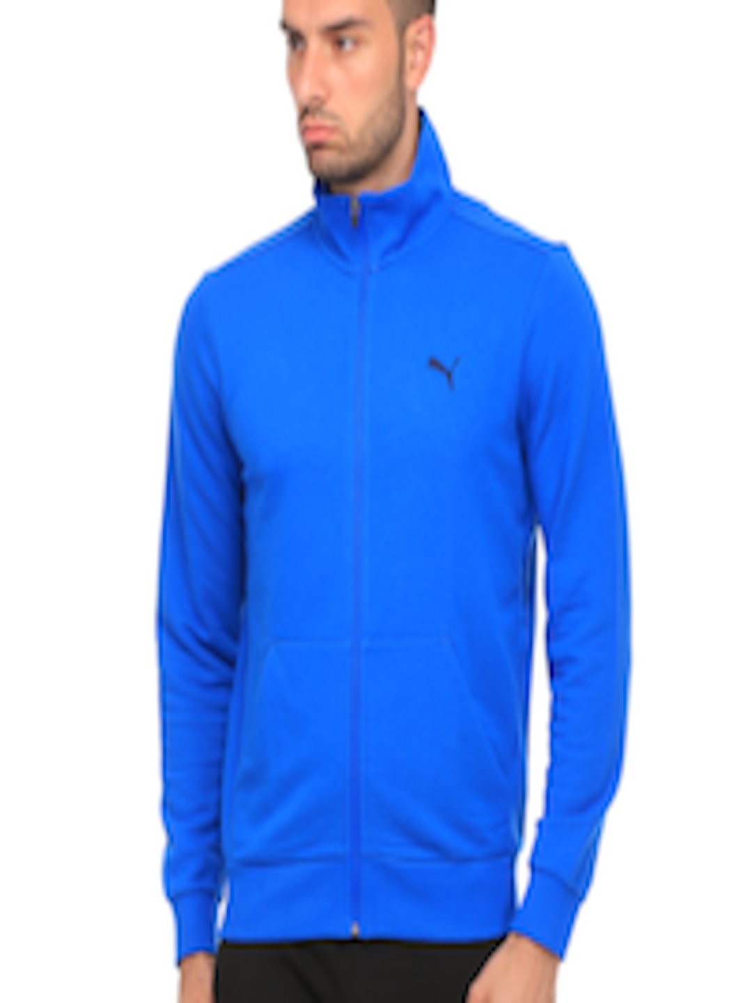 Buy Puma Men Blue ESS Sweat TR Solid Sporty Track Jacket - Jackets for ...