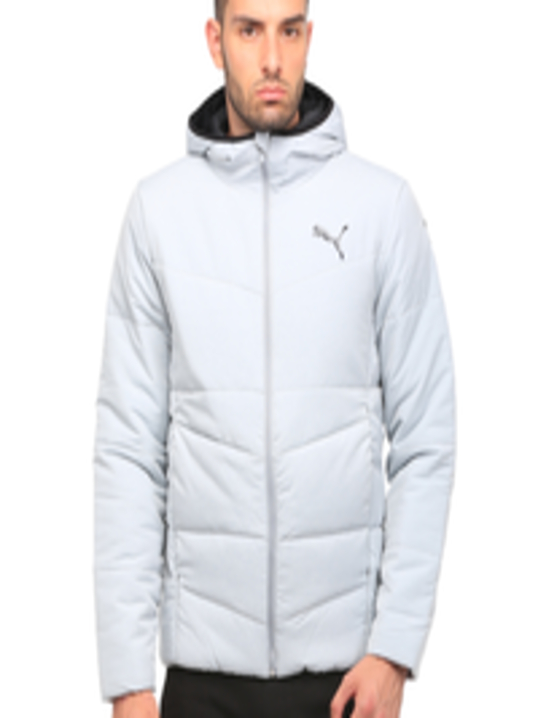 Buy Puma Men Light Grey ESS Solid Hooded Down Padded Jacket - Jackets ...