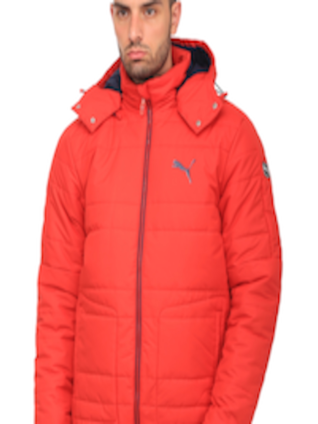 Buy Puma Men Red Active Down Solid Padded Jacket With Detachable Hood ...