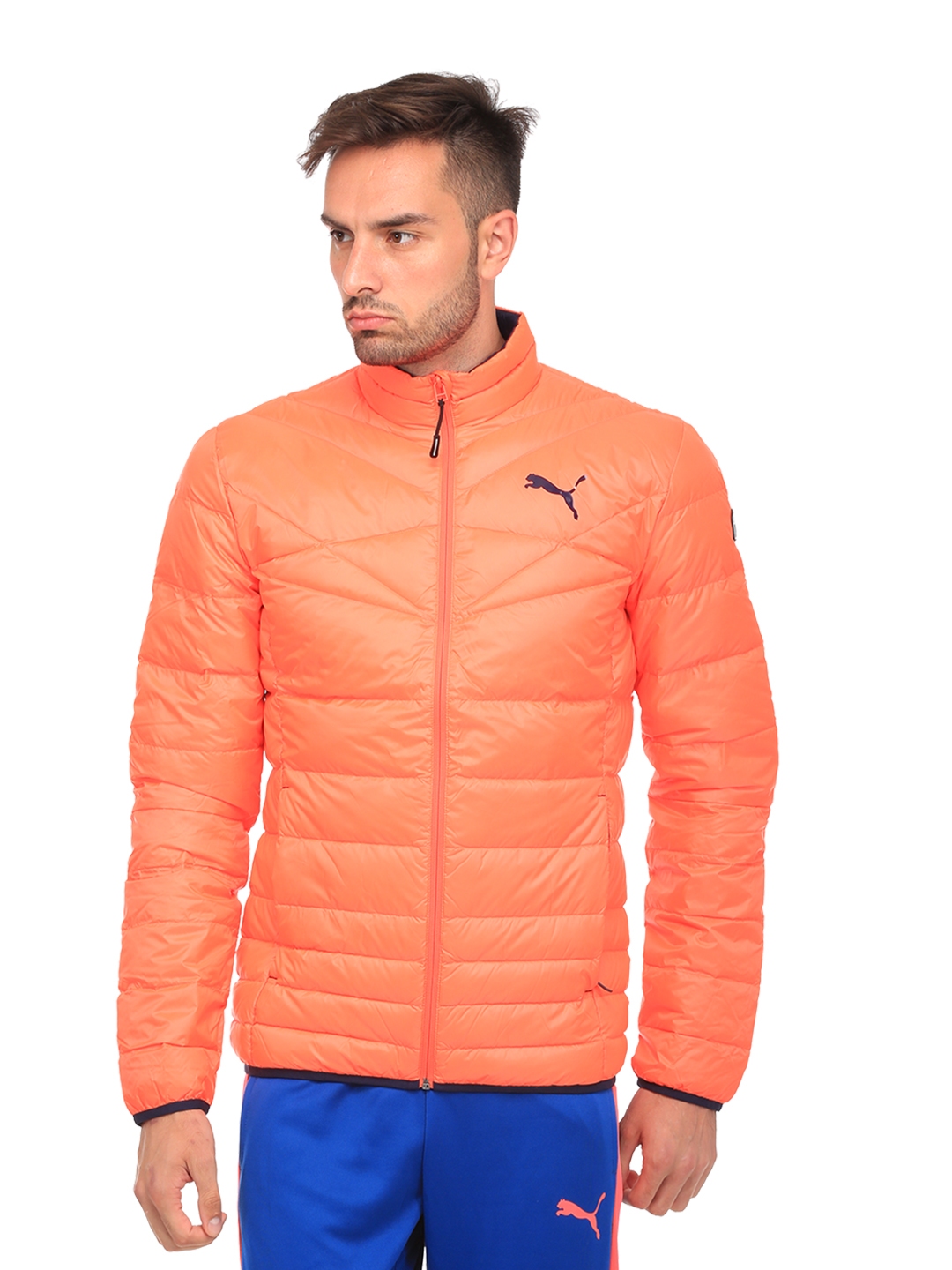Buy Puma Men Coral Orange Active 600 PackLite Down Solid Padded Jacket ...