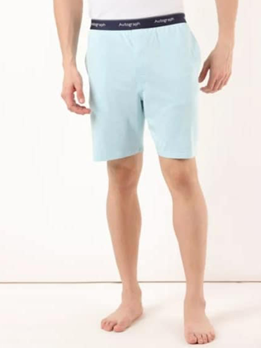 Buy Marks & Spencer Men Blue Regular Fit Solid Lounge Shorts Lounge