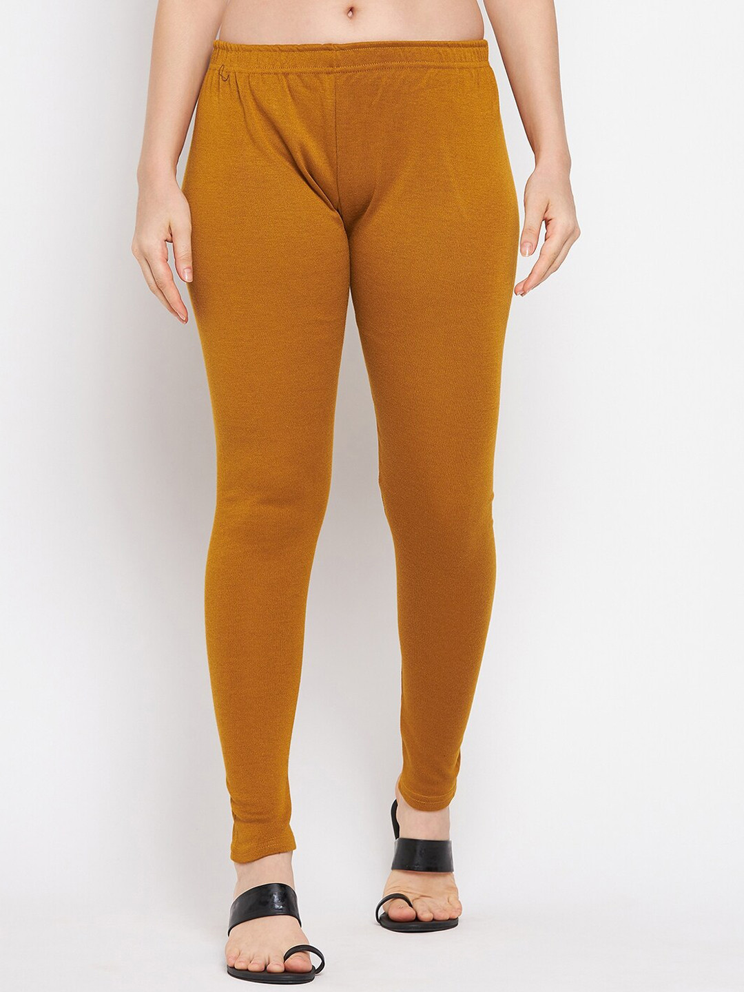 Mustard & Grey Solid Woolen Leggings (Pack Of 2)